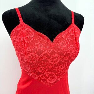 Vintage Vanity Fair Lace Slip Dress 32 Nylon Sweetheart Neck Empire Waist USA